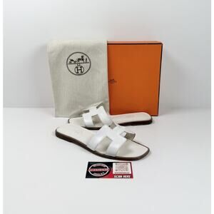 Size 6.5 - Hermes Oran White Leather Sandals